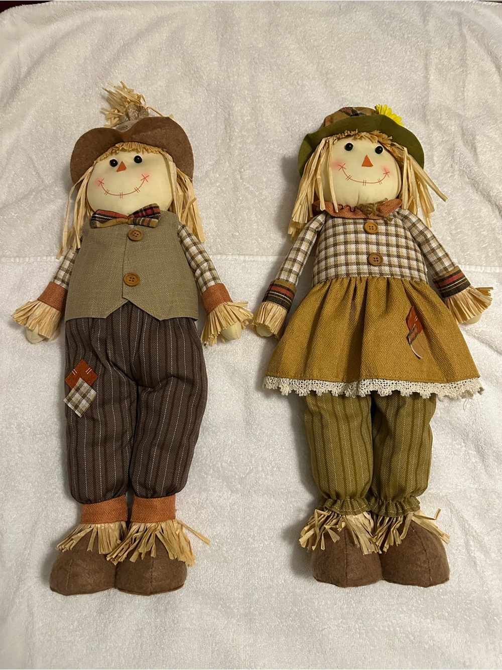 Plush Harvest Scarecrow Doll Pair